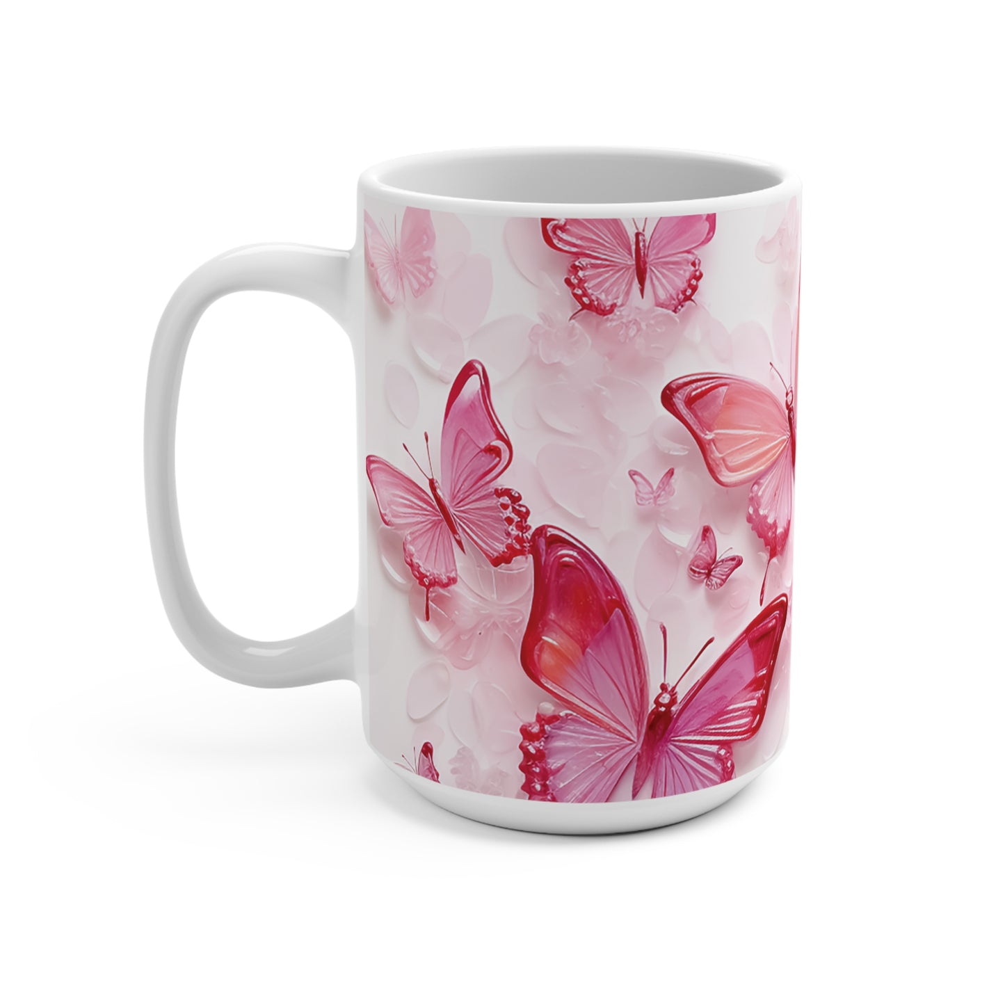 Pink Butterflies Ceramic Mug 15oz