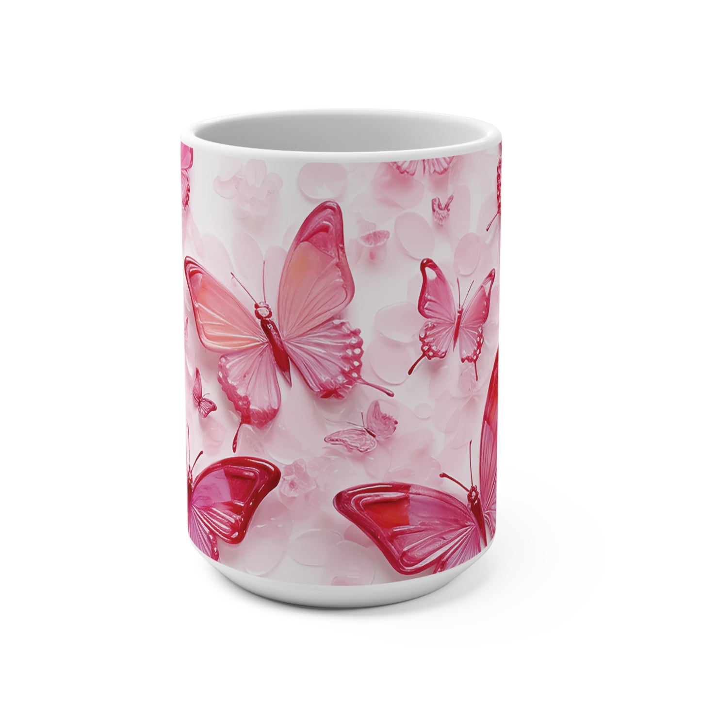Pink Butterflies Ceramic Mug 15oz