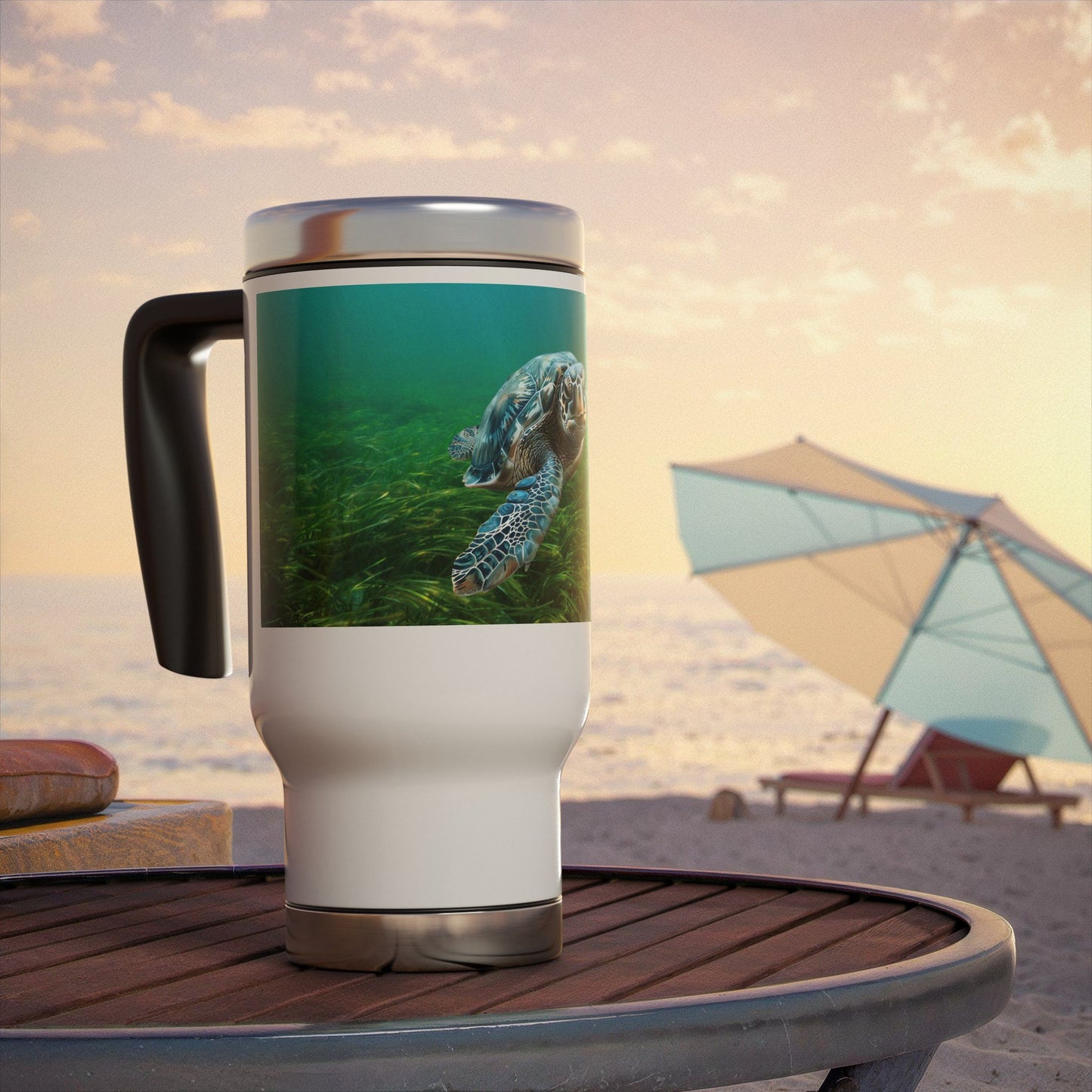 Stainless Steel Turtle Mug with Handle, 14oz