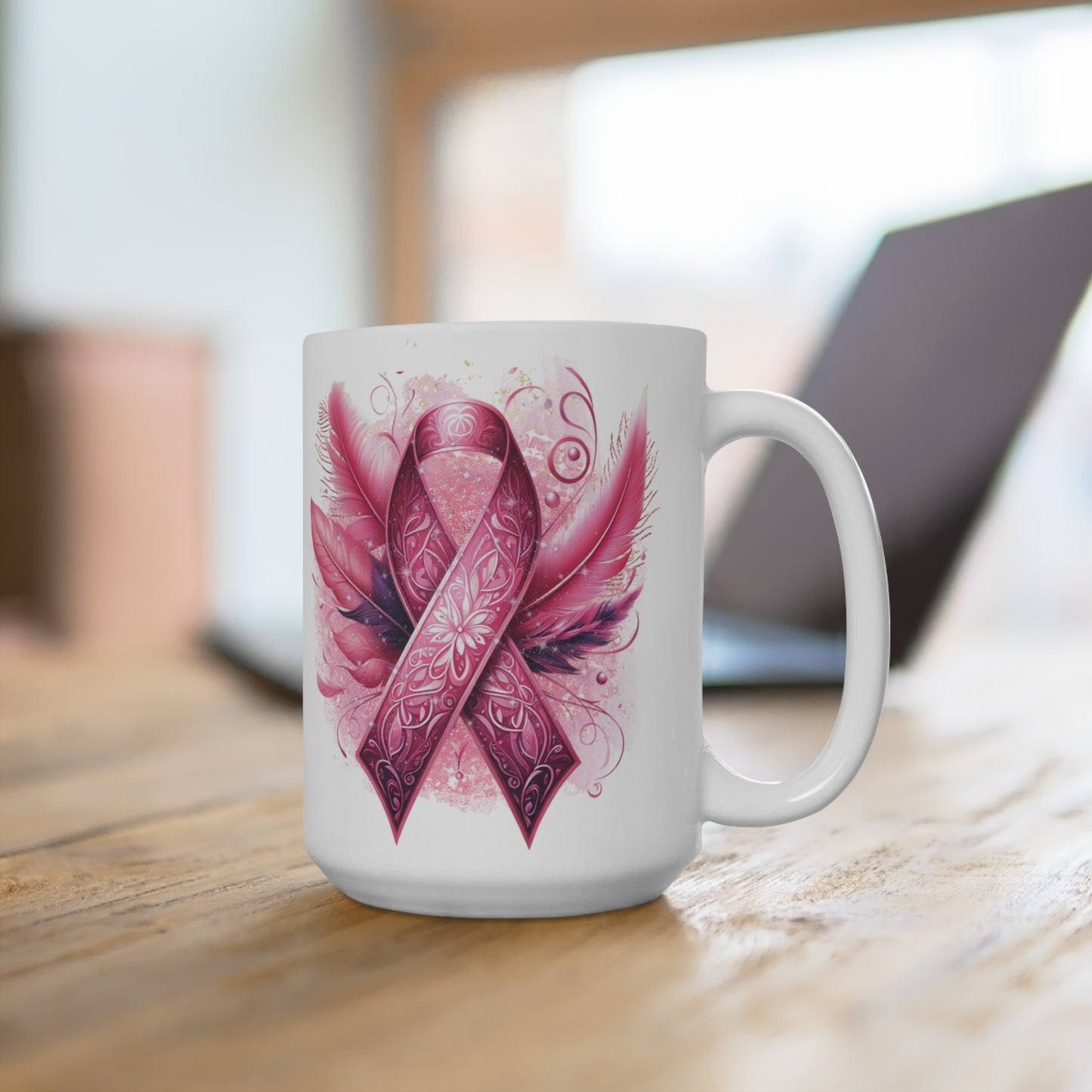 Feathery Ribbon Ceramic Mug 15oz