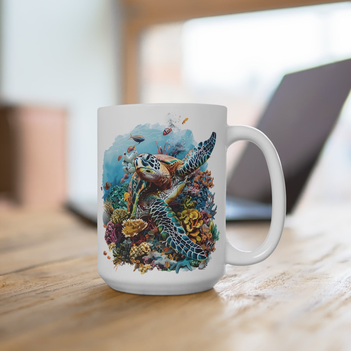 Stop and Smell the Coral Ceramic Mug 15oz