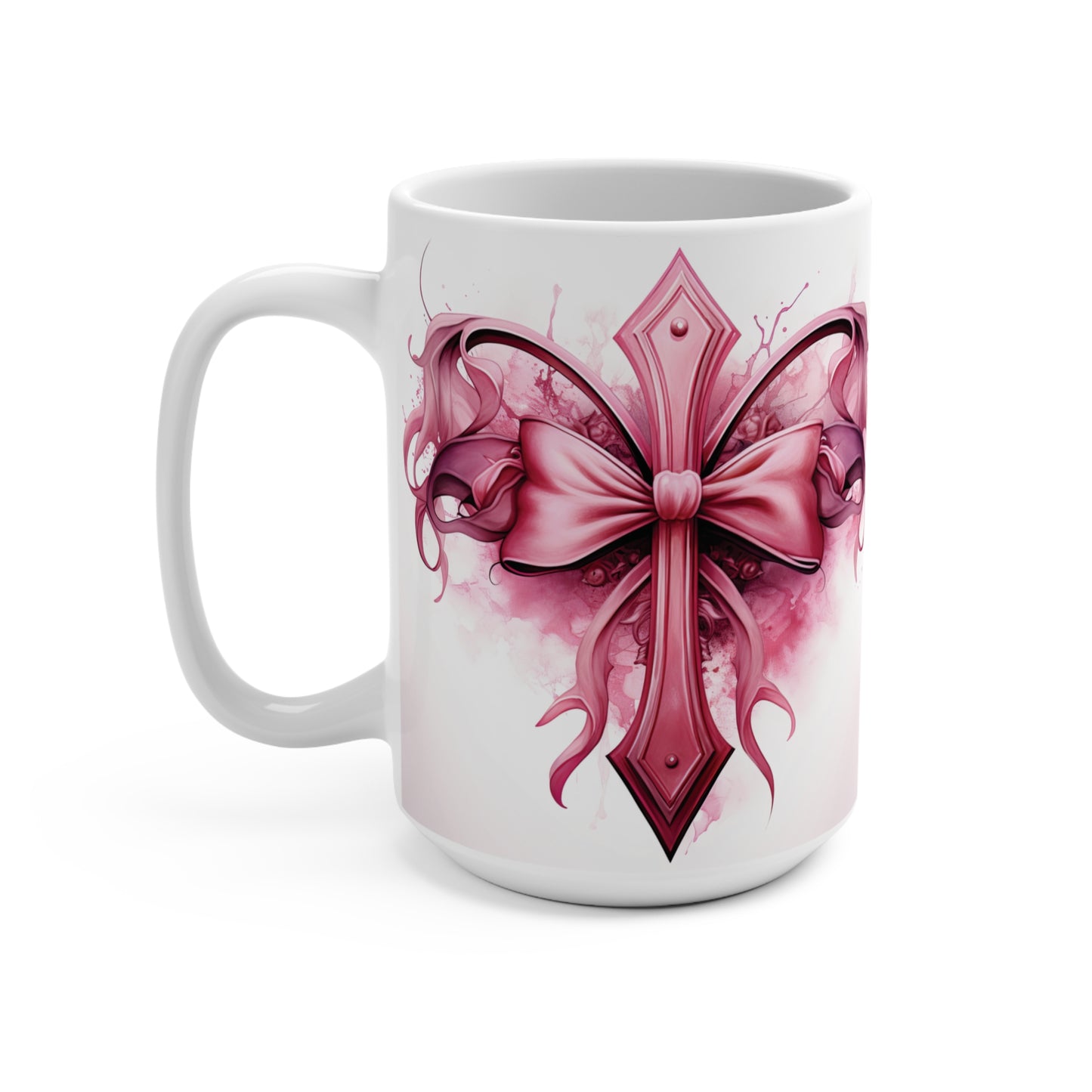 Pink Cross Ceramic Mug 15oz