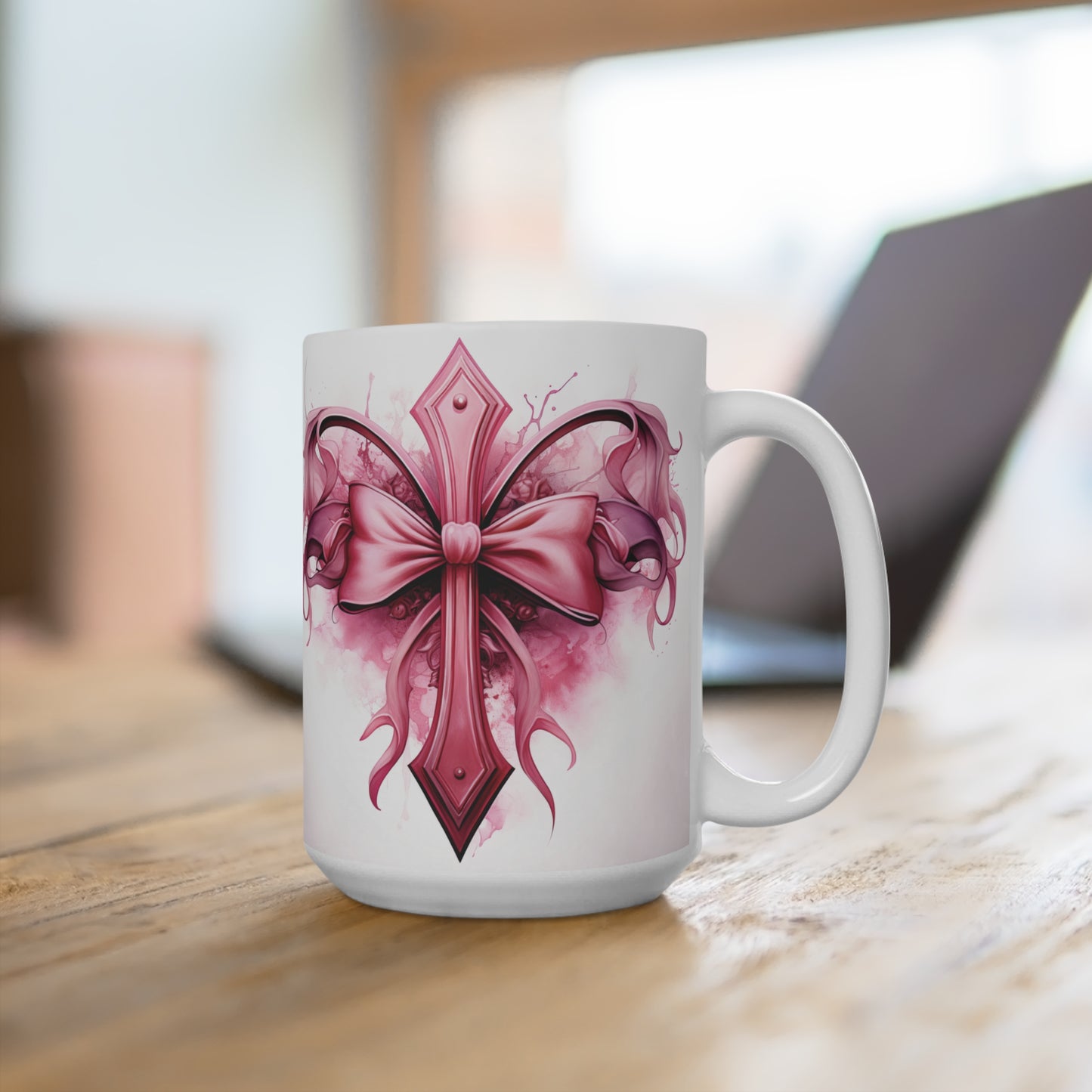 Pink Cross Ceramic Mug 15oz