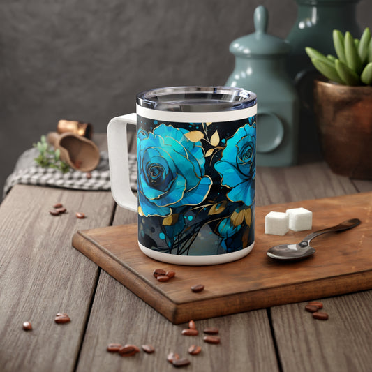 Blue Roses Insulated Coffee Mug, 10oz