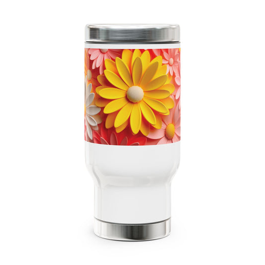 Daisies Stainless Steel Mug with Handle, 14oz