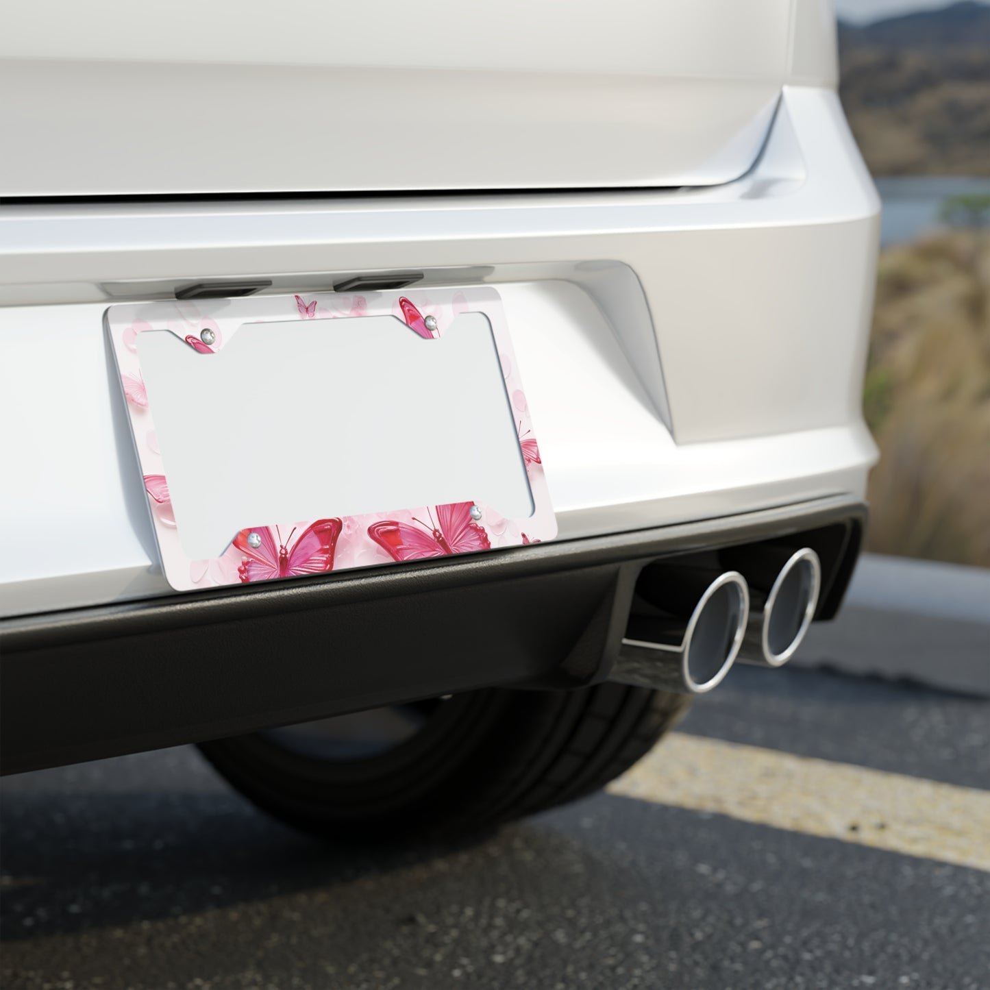 Butterflies Metal License Plate Frame