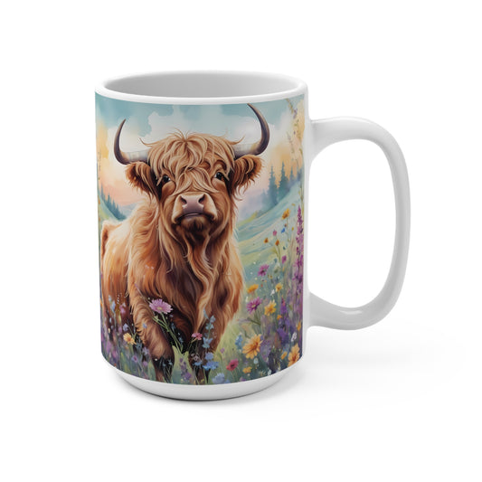 Highland Cow Ceramic Mug 15oz