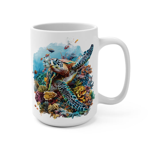 Stop and Smell the Coral Ceramic Mug 15oz