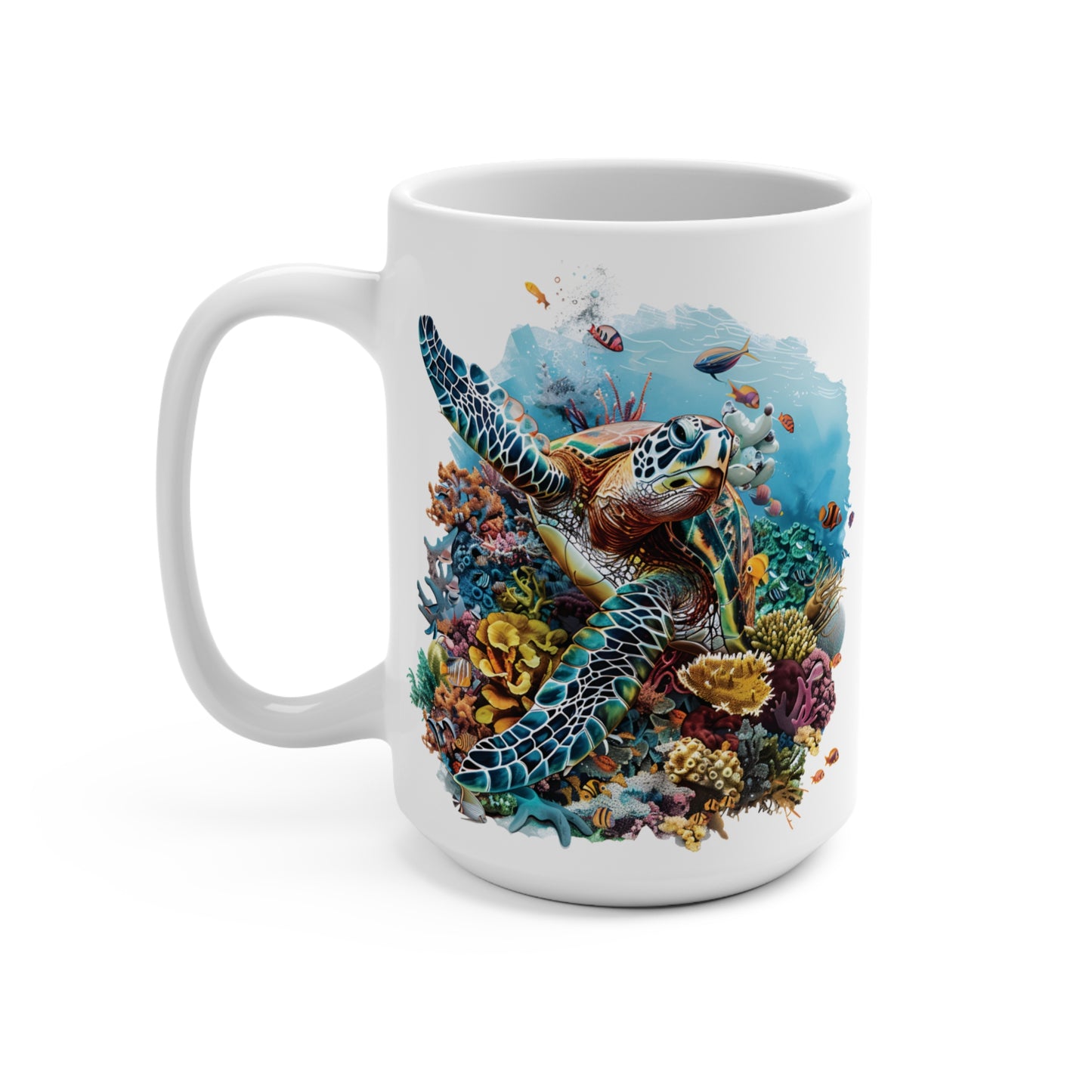 Stop and Smell the Coral Ceramic Mug 15oz