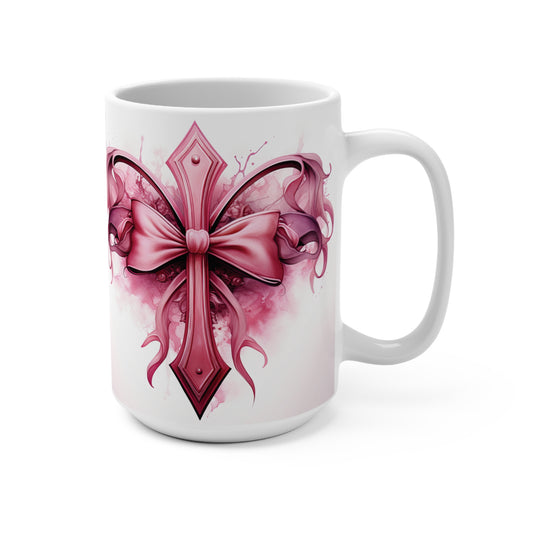 Pink Cross Ceramic Mug 15oz