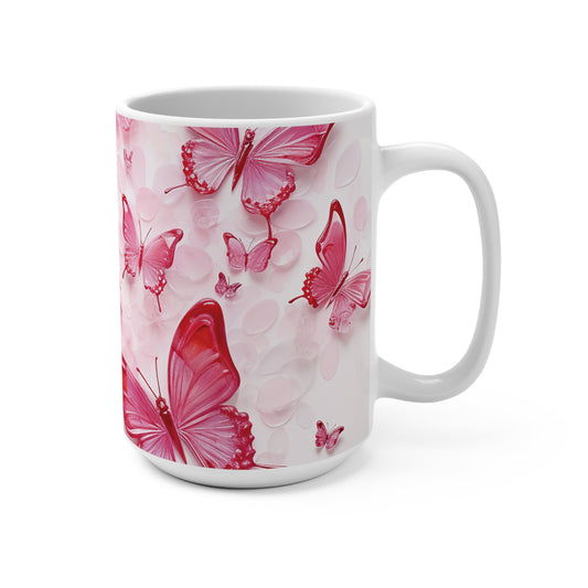 Pink Butterflies Ceramic Mug 15oz