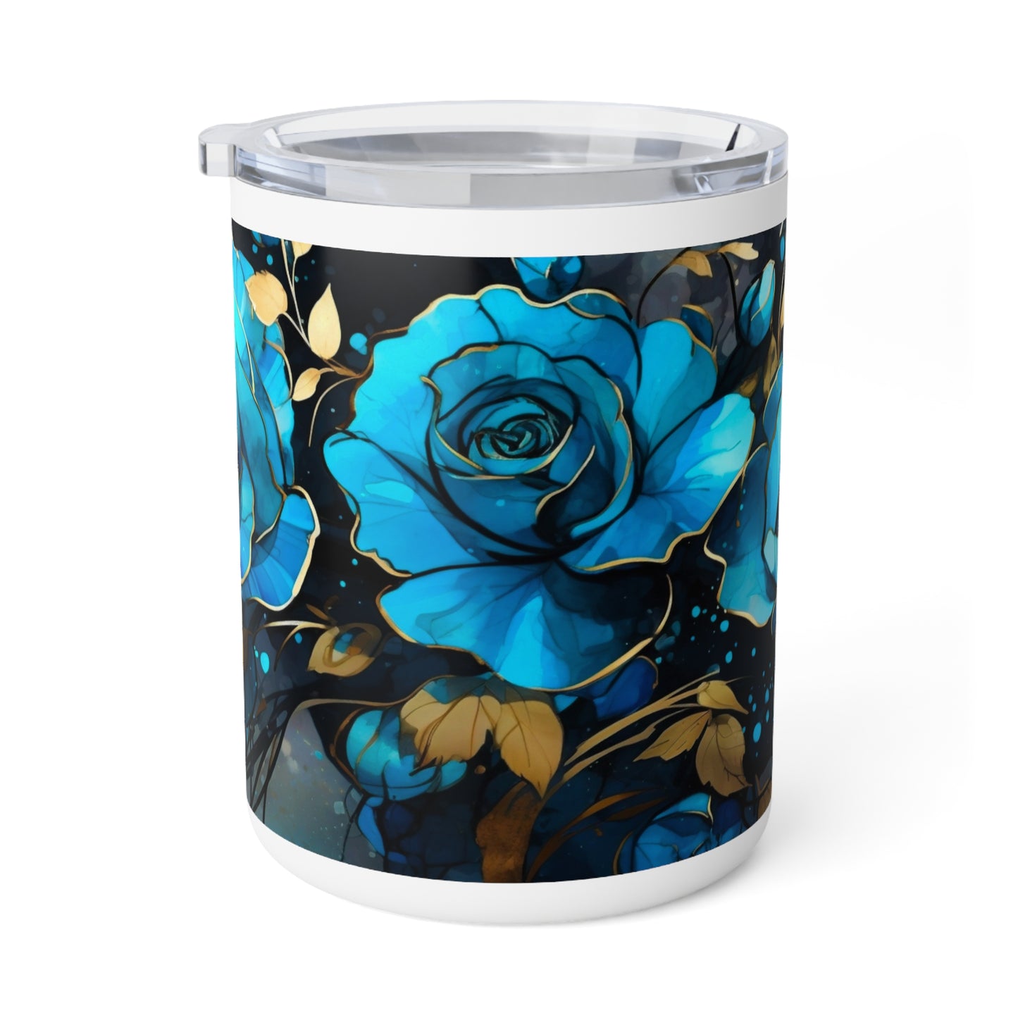 Blue Roses Insulated Coffee Mug, 10oz