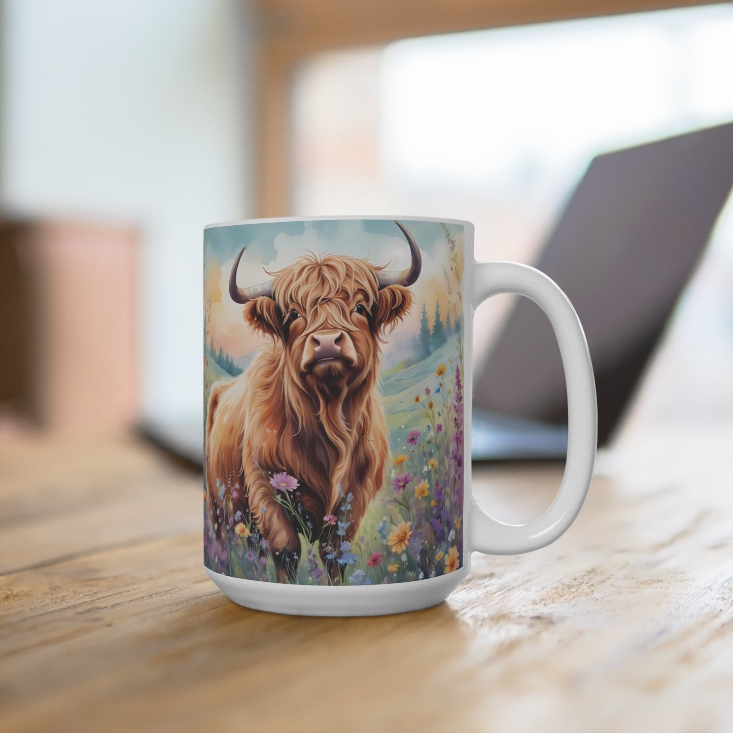 Highland Cow Ceramic Mug 15oz